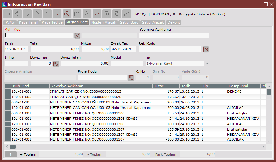 Entegrasyon Kayıtları - Logo Netsis 3 Entegre Bilgi Deposu - Global Site